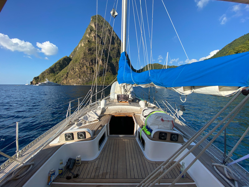 Sailing with SV Montana, Swan 48 at anchor at the Pitons, St. Lucia
