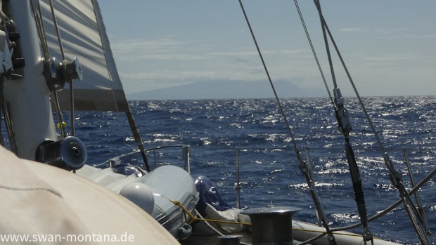 SY Montana, Swan 48 approaching Faial on its Atlantic crossing 2020