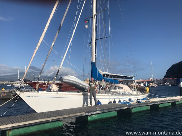 SY Montana, Swan 48 in Horta after the Atlantic crossing 2020