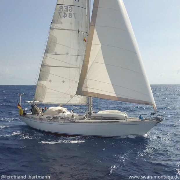 SY Montana, Swan 48 sails in front of Tenerife