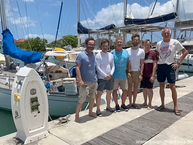 Crew of the Atlantic crossing 2022 with the SY Montana, Swan 48